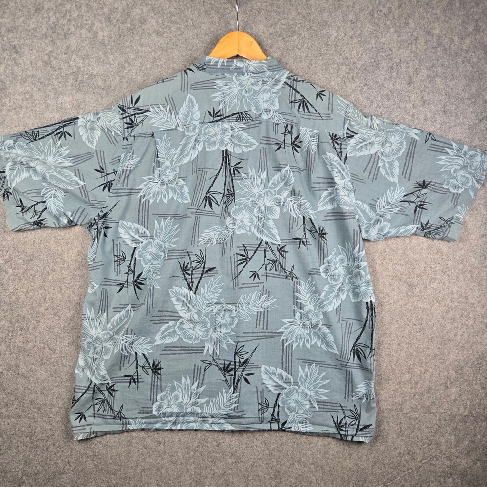 Reyn Spooner Shirt Mens XL Green Hibiscus Bamboo Floral Cotton Lawn Aloha Shirt - Picture 6 of 9